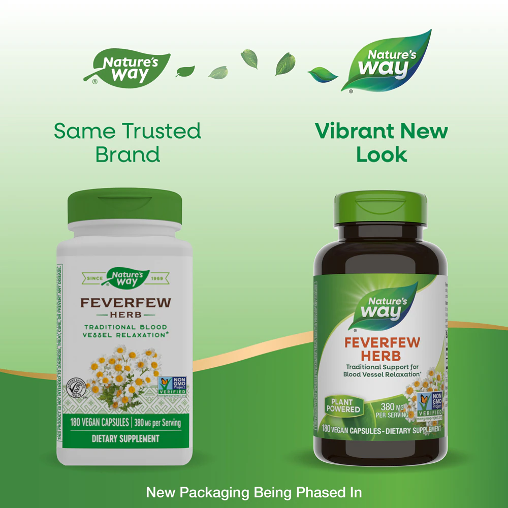 Nature's Way Feverfew Herb -- 380 mg Per Serving - 180 Vegan Capsules