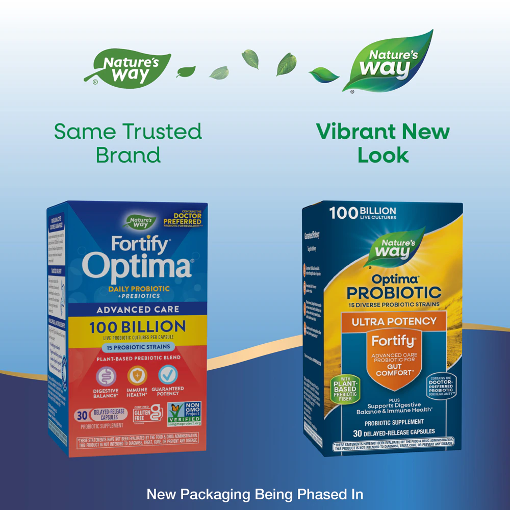 Nature's Way Fortify Optima Probiotic for Adults - Digestive Health -- 100 billion CFU - 30 Capsules