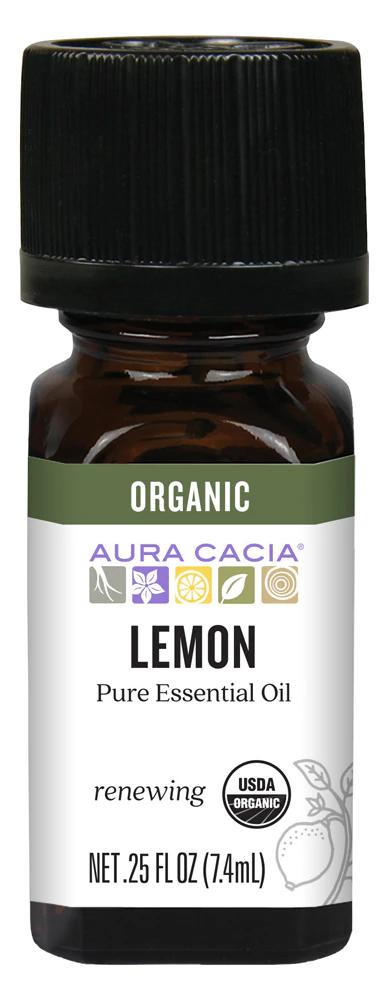 Aura Cacia Organic Lemon Pure Essential Oil -- 0.25 fl oz