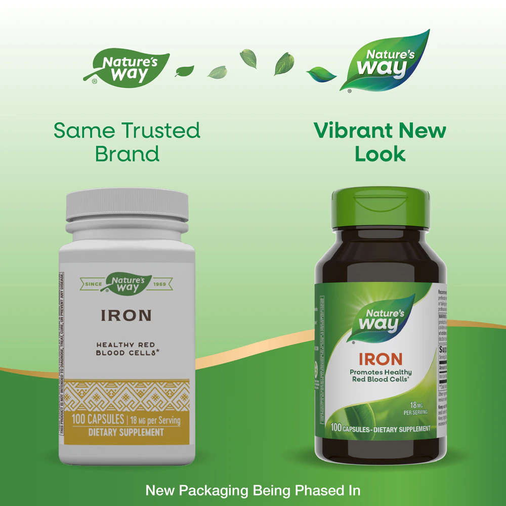 Nature's Way Iron - 18 mg Iron from Iron Gluconate Per Serving -- 100 Capsules