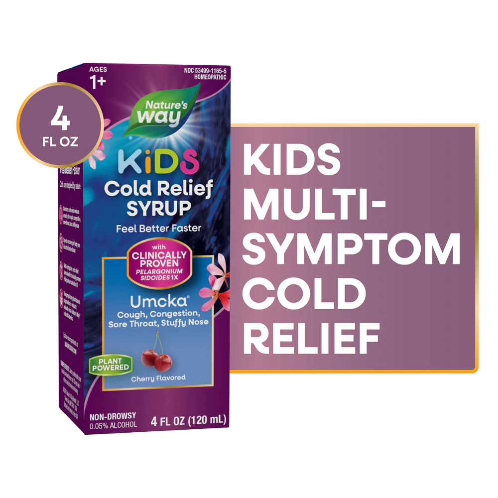 Nature's Way Kids Cold Relief Syrup - Umcka - Multi-Symptom Cold Relief Cherry Flavored -- 4 fl oz