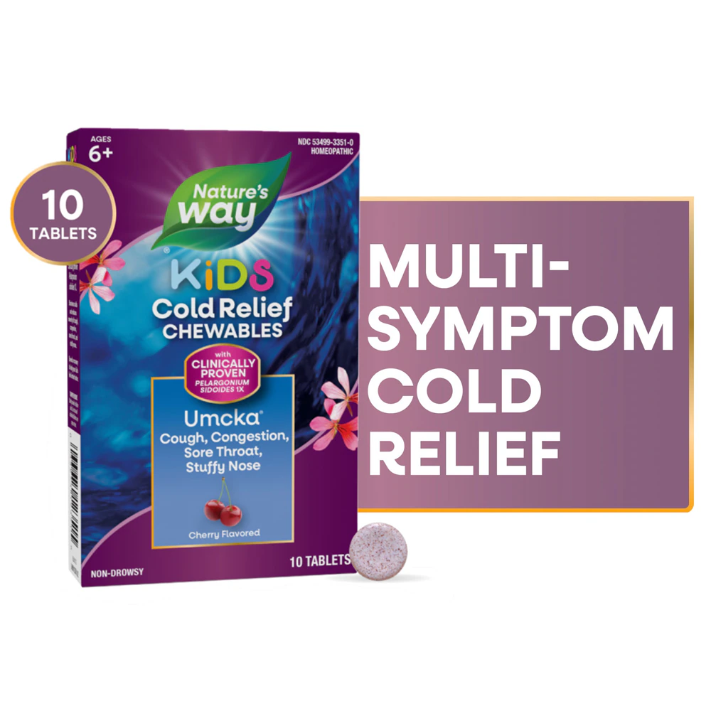 Nature's Way Kids Cold Relief - Umcka - Cherry Flavored -- 10 Chewable Tablets