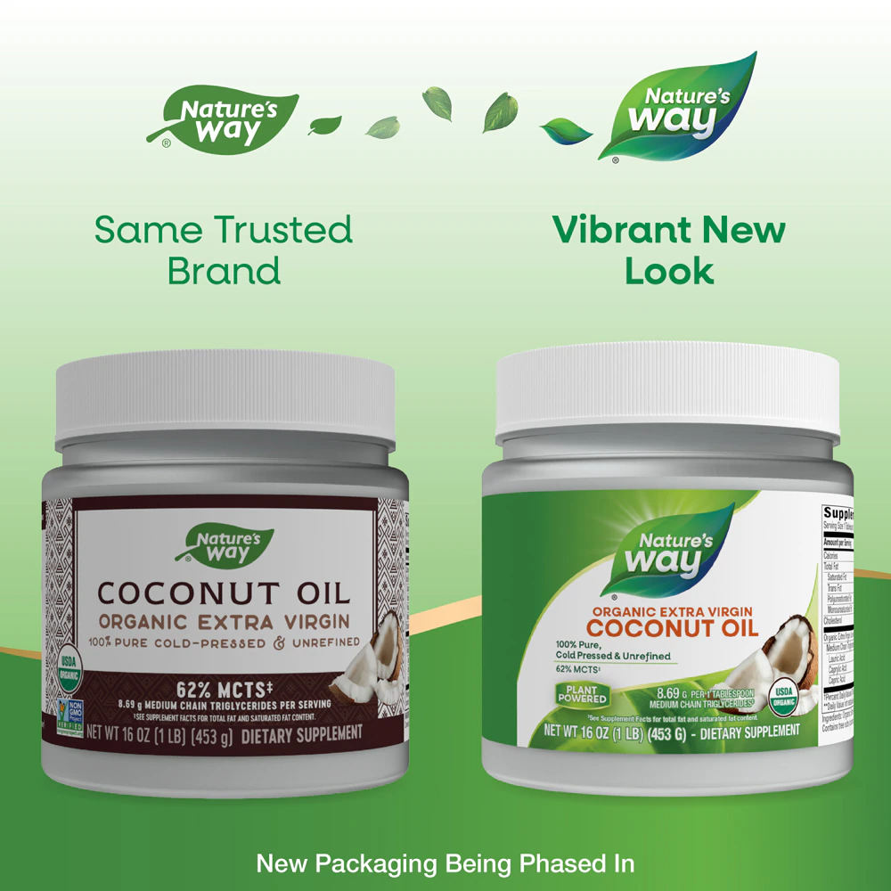 Nature's Way USDA Organic Extra Virgin Coconut Oil - Pure - Cold-Pressed & Unrefined -- 16 oz