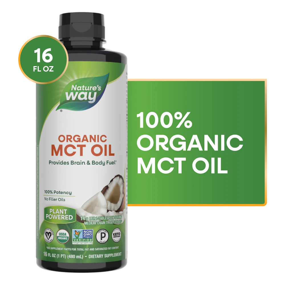 Nature's Way Organic MCT Oil - Brain & Body Fuel from Coconuts - Keto & Paleo Certified -- 16 fl oz