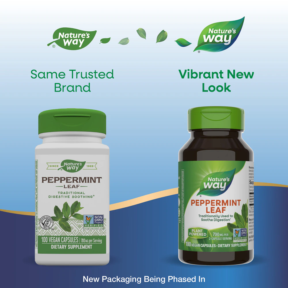 Nature's Way Peppermint Leaf -- 700 mg Per 2-Capsule Serving - 100 Vegan Capsules