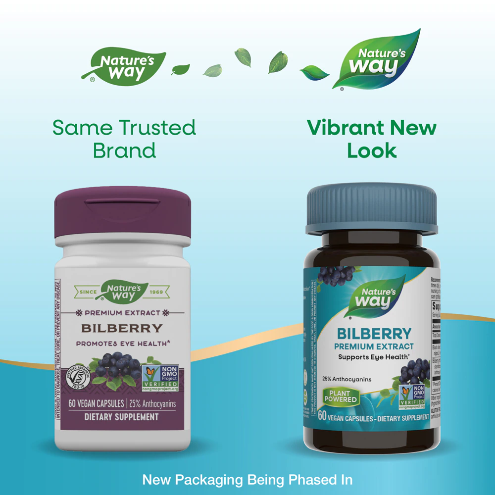 Nature's Way Premium Bilberry Extract - Supports Eye Health - 25% Anthocyanins -- 60 Vegan Capsules