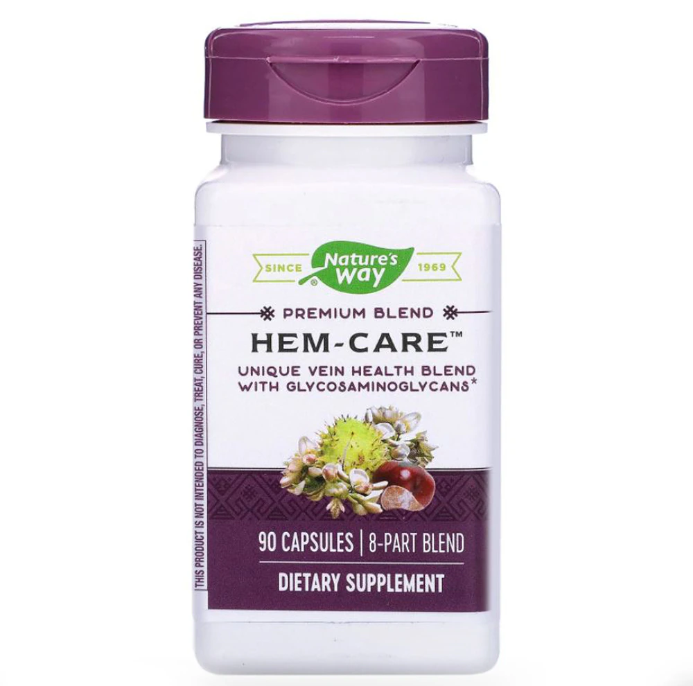 Nature's Way Premium Blend Hem-Care - Vein Health Blend - Calcium-Vitamins C & E -- 90 Capsules