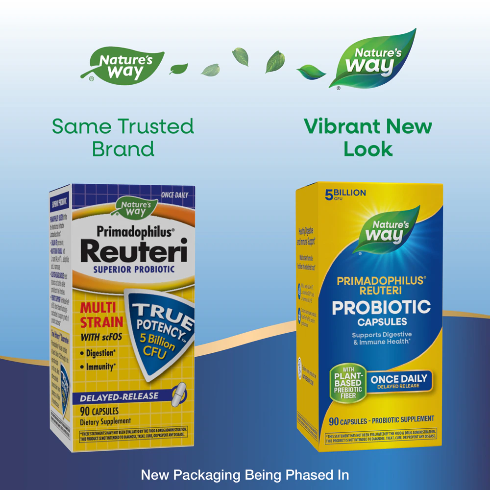 Nature's Way Primadophilus Reuteri Probiotic - Digestive Health -- 5 Billion Live Cultures - 90 Capsules