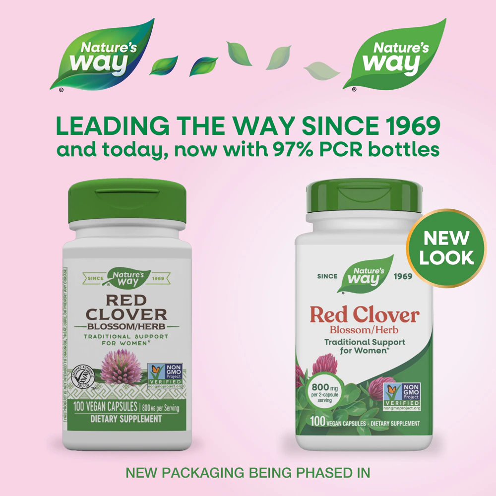 Nature's Way Red Clover Blossom-Herb -- 800 mg Per 2-Capsule Serving - 100 Vegan Capsules