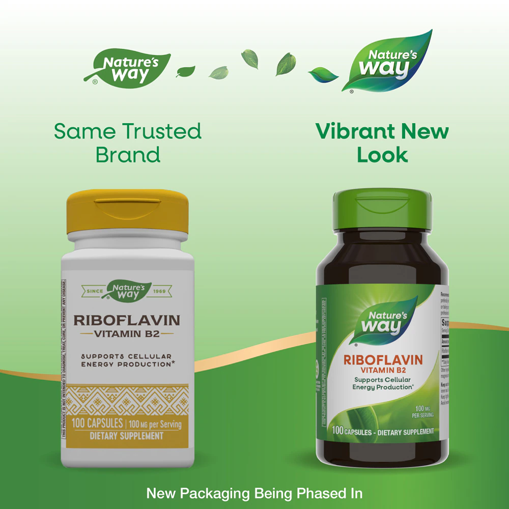 Nature's Way Riboflavin Vitamin B2 - Cellular Energy -- 100 mg Per Serving - 100 Capsules