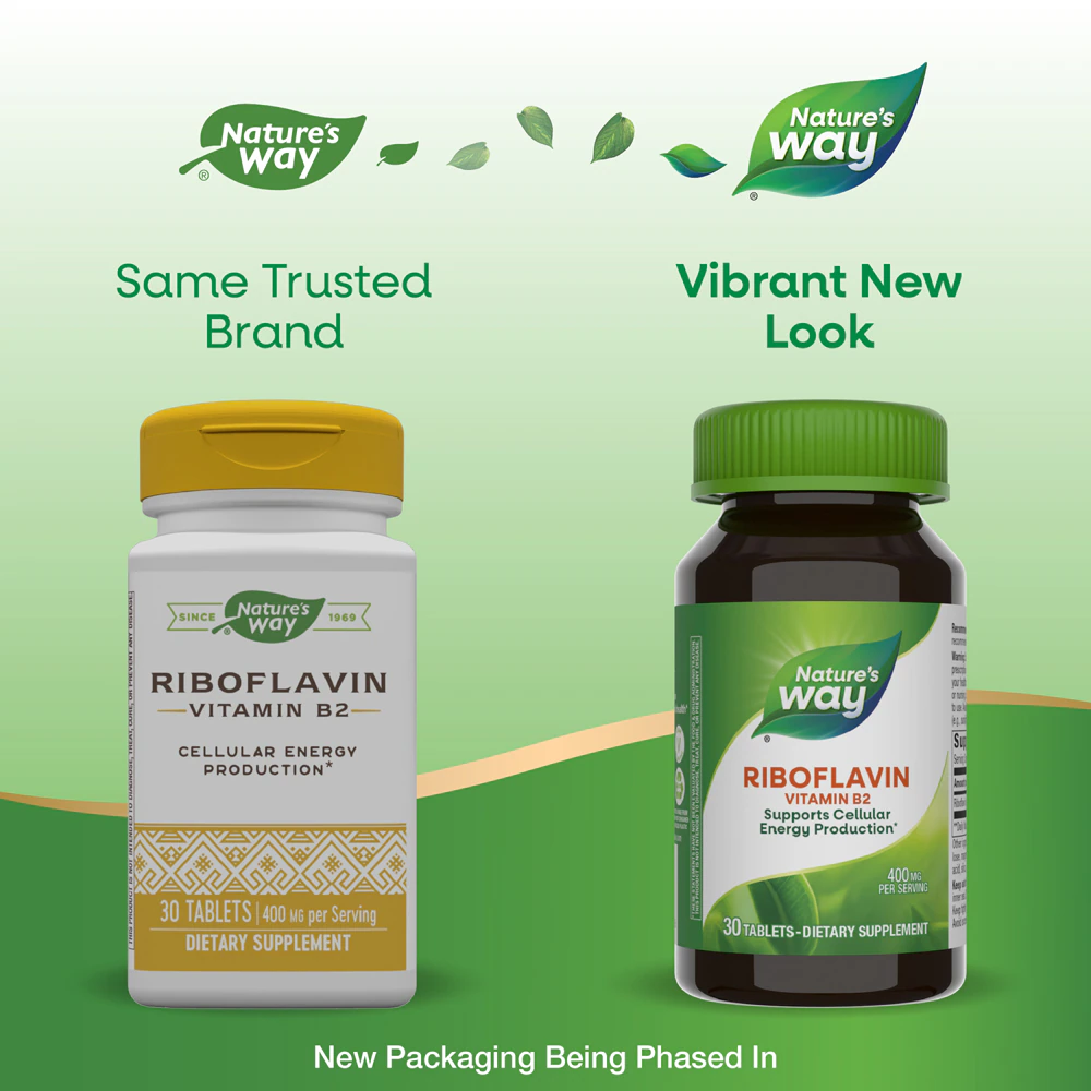 Nature's Way Riboflavin Vitamin B2 - Supports Cellular Energy -- 400 mg Per Serving - 30 Tablets
