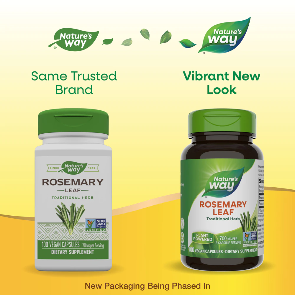 Nature's Way Rosemary Leaf - Traditional Herb -- 700 mg Per 2-Capsule Serving - 100 Vegan Capsules