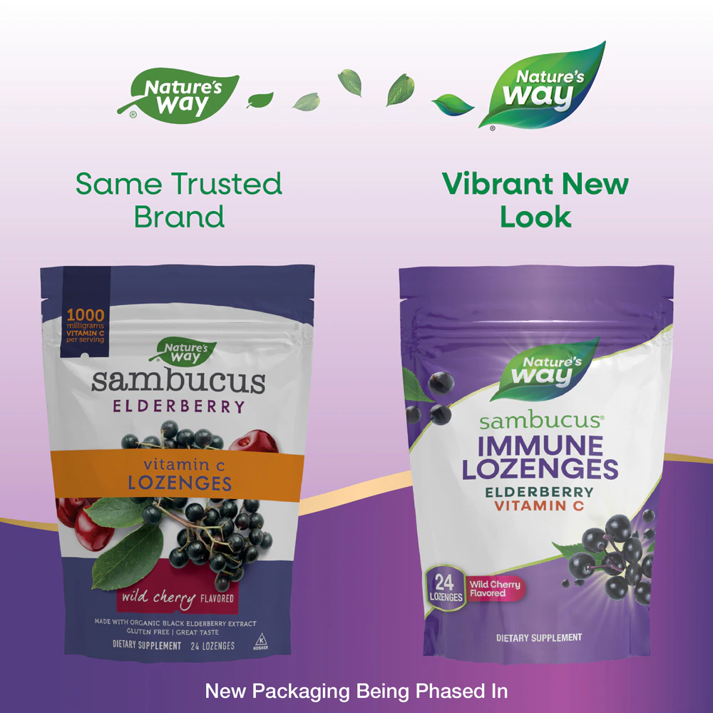 Nature's Way Sambucus Immune Lozenges - Vitamin C - Elderberry - Wild Cherry Flavored -- 24 Lozenges
