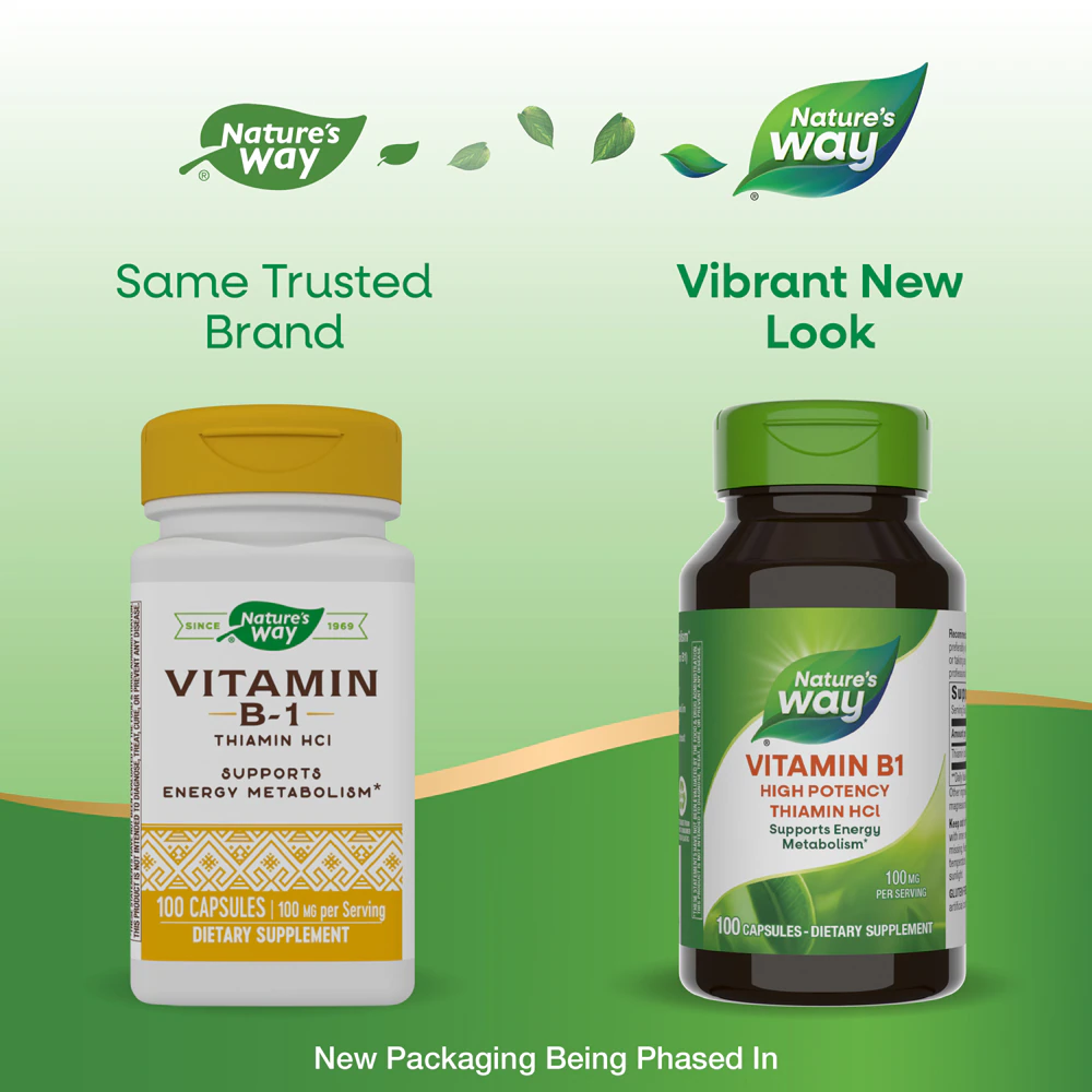 Nature's Way Vitamin B1 - High Potency - Thiamin HCI - 100 mg Per Serving -- 100 Capsules