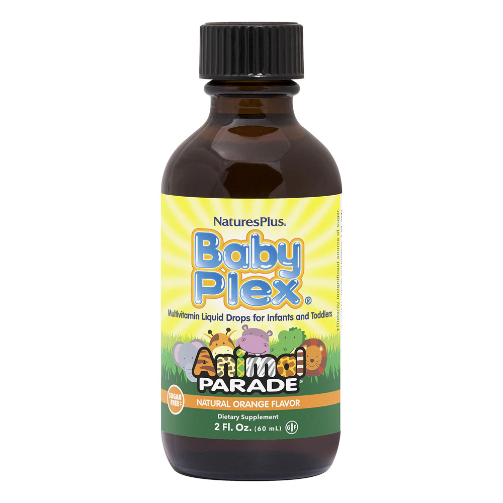 NaturesPlus Animal Parade Baby Plex Multivitamin Liquid Drops Sugar-Free Natural Orange -- 2 fl oz