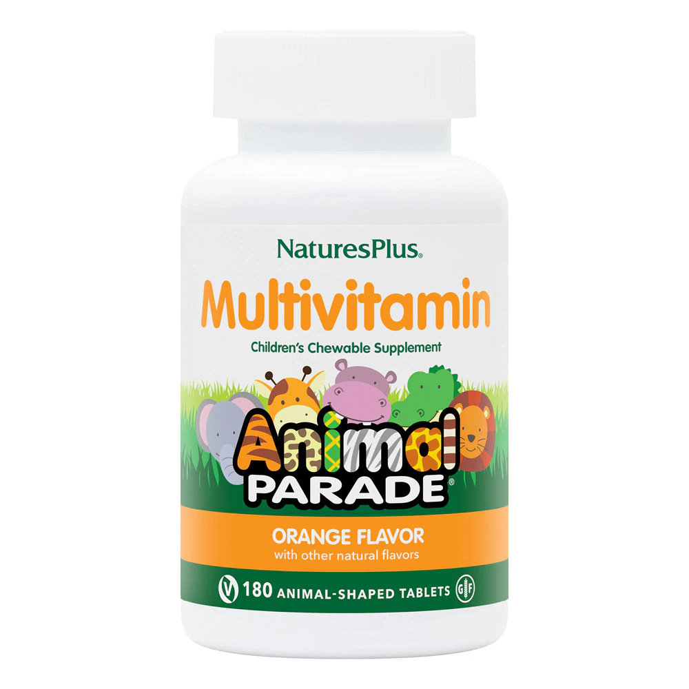 NaturesPlus Animal Parade Children's Chewable Multi-Vitamin and Mineral Natural Orange -- 180 Chewables