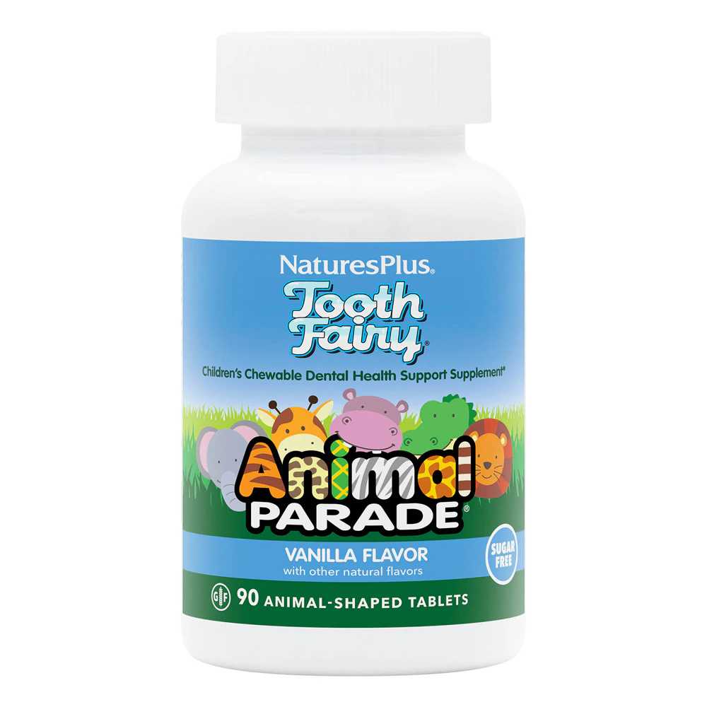 NaturesPlus Animal Parade Children's Tooth Fairy Dental Health Sugar-Free Vanilla -- 90 Chewable Tablets