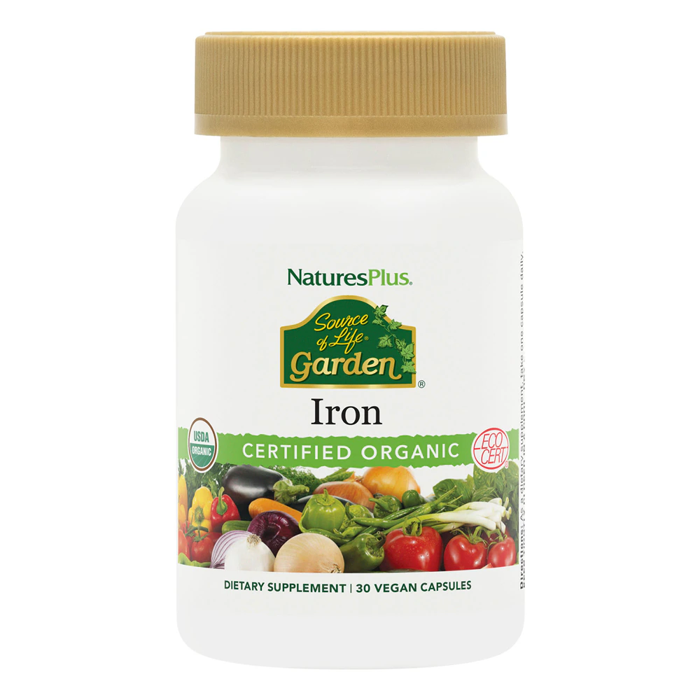 NaturesPlus Source of Life Garden Iron -- 30 Vegan Capsules