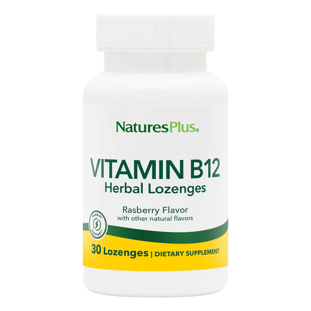 NaturesPlus Vitamin B-12 Herbal Lozenges Raspberry -- 30 Lozenges