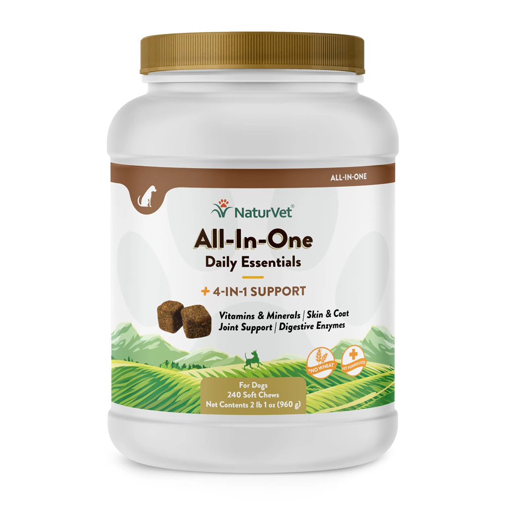 NaturVet All-In-One Support Multivitamin - Skin & Coat - Joint Support - Digestive Enzymes for Dogs -- 240 Soft Chews