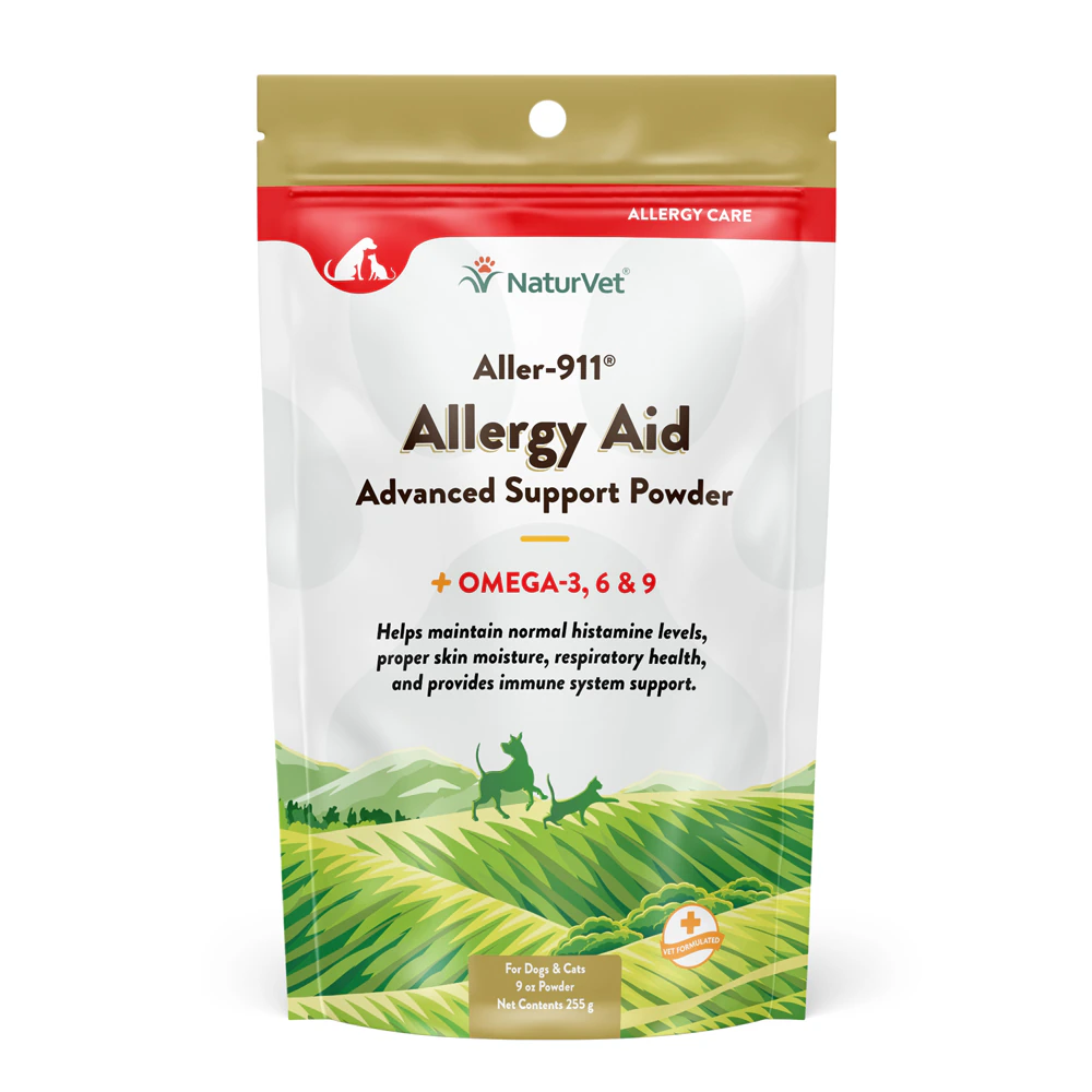 NaturVet Aller-911 Advanced Allergy Aid Formula Powder plus Antioxidants for Dogs & Cats -- 9 oz