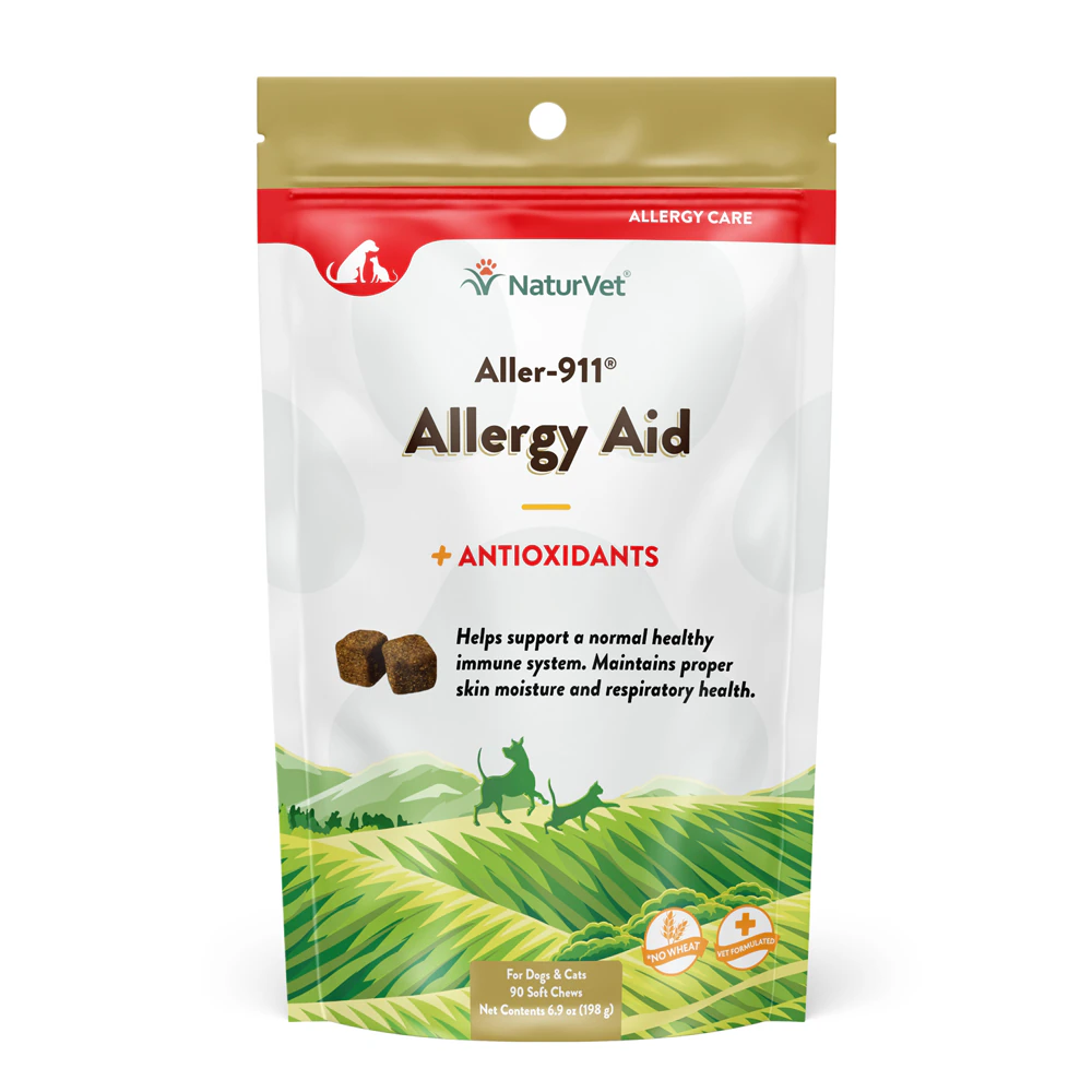 NaturVet Aller-911 Skin & Coat Allergy Aid Formula Plus Antioxidants for Dogs & Cats -- 90 Soft Chews