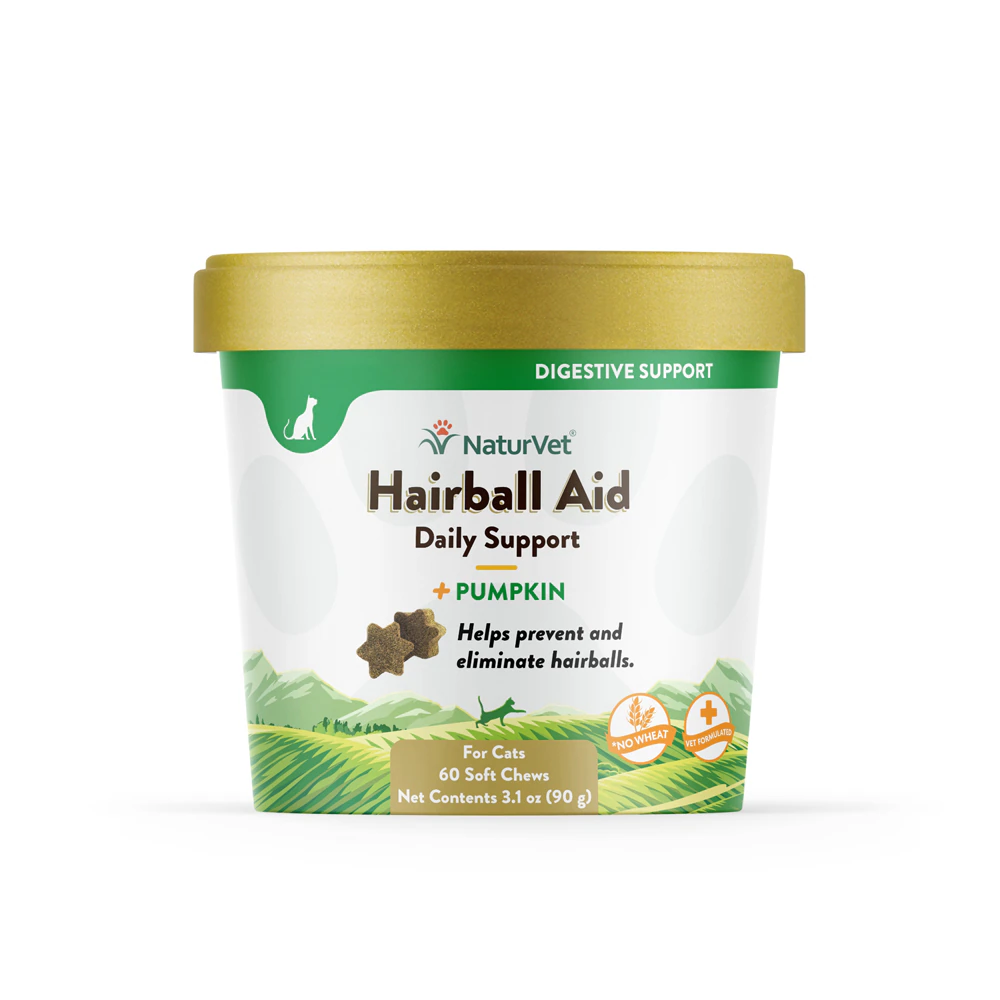 NaturVet Hairball Aid Plus Pumpkin For Cats -- 60 Soft Chews