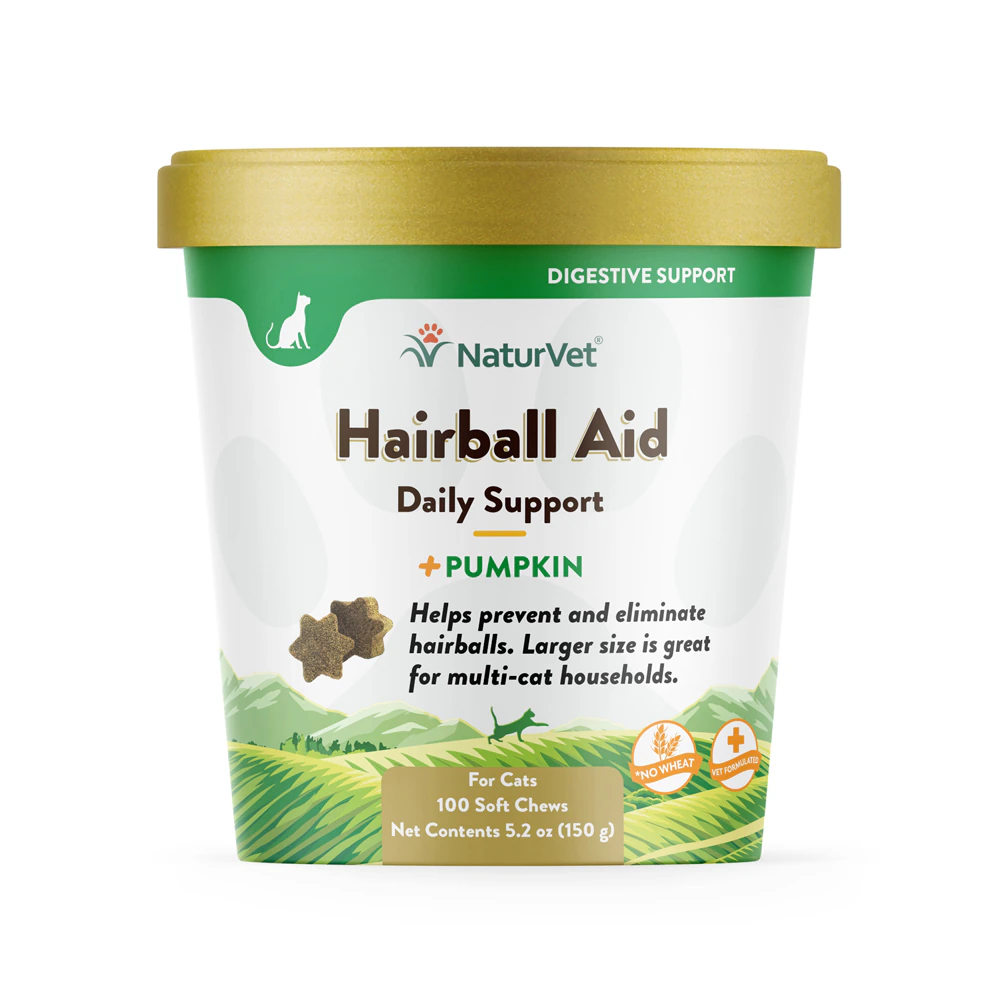 NaturVet Hairball Aid Plus Pumpkin for Cats -- 100 Soft Chews