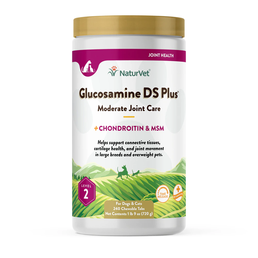 NaturVet Moderate Joint Care Glucosamine DS Plus Level 2 for Dogs -- 240 Chewable Tablets