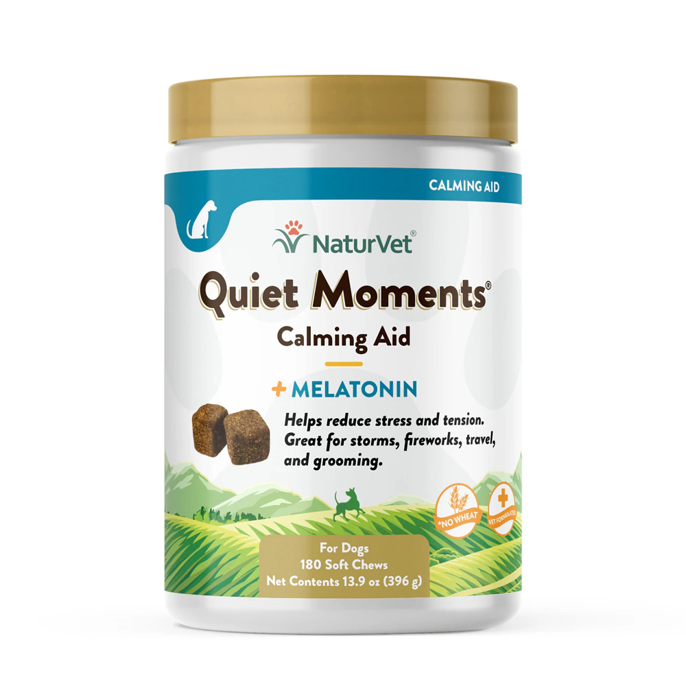 NaturVet Quiet Moments Calming Aid Plus Melatonin for Dogs -- 180 Soft Chews