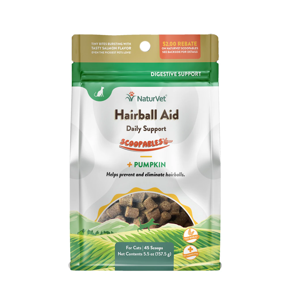 NaturVet Scoopables Hairball Aid Daily Support for Cats Salmon -- 45 Scoops