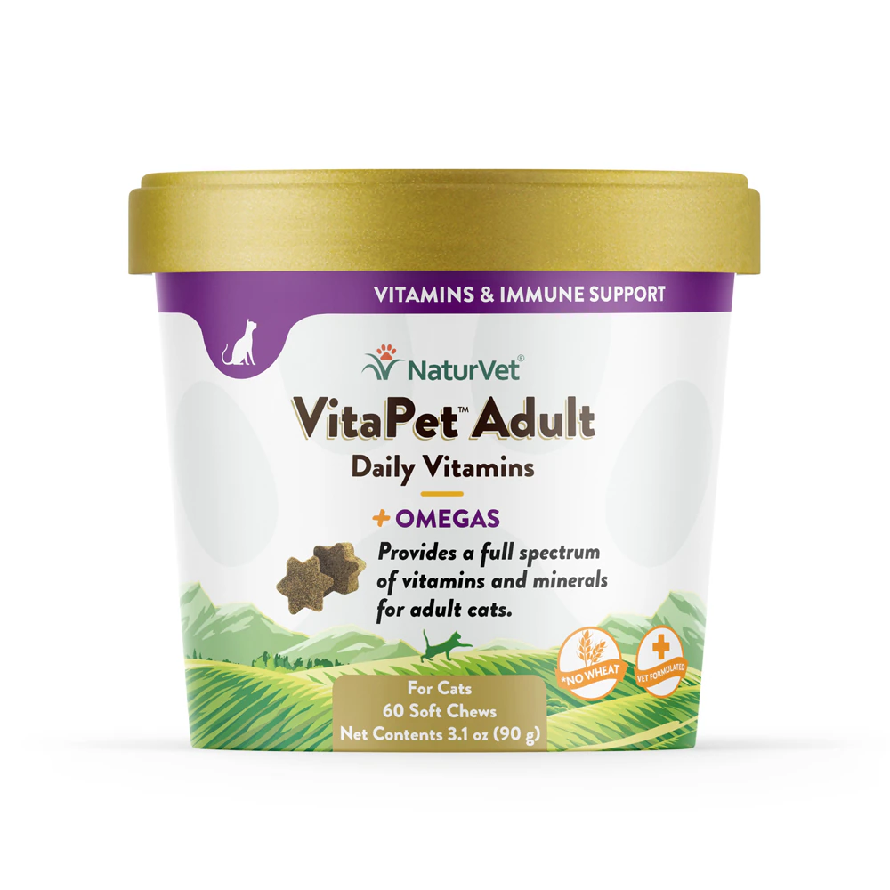 NaturVet VitaPet Adult Daily Vitamins Plus Omegas for Cats -- 60 Soft Chews