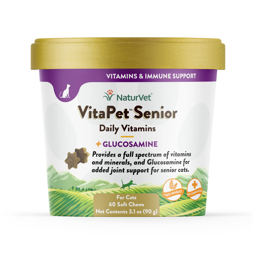 NaturVet VitaPet Senior Daily Vitamins Plus Glucosamine for Cats -- 60 Soft Chews