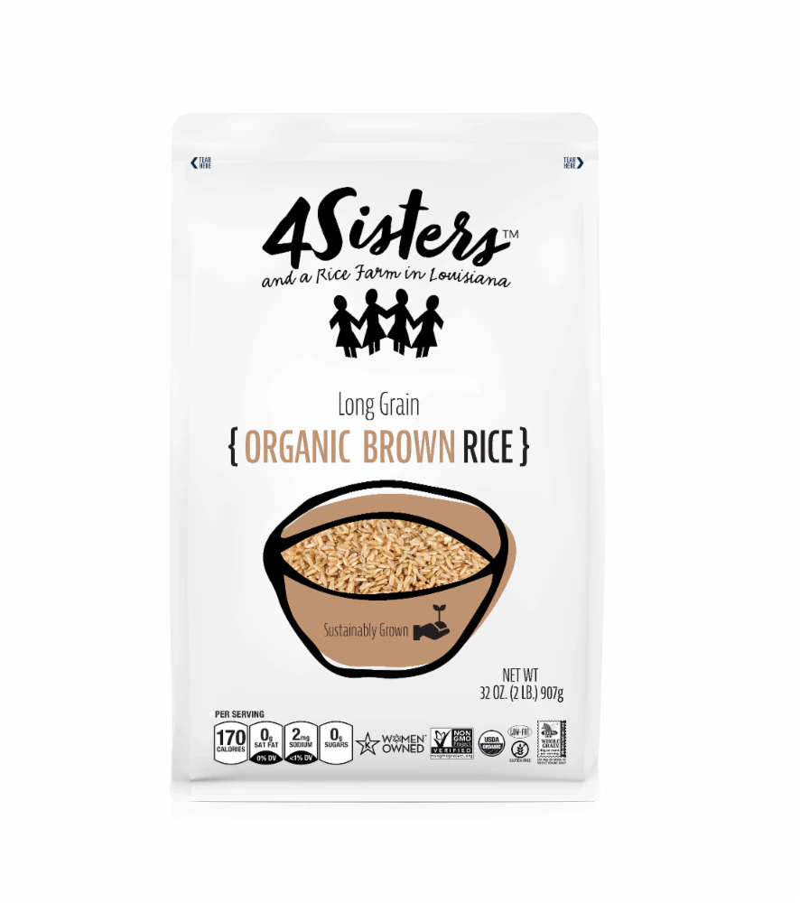 4Sisters Non-GMO Long Grain Organic Brown Rice -- 2 lbs