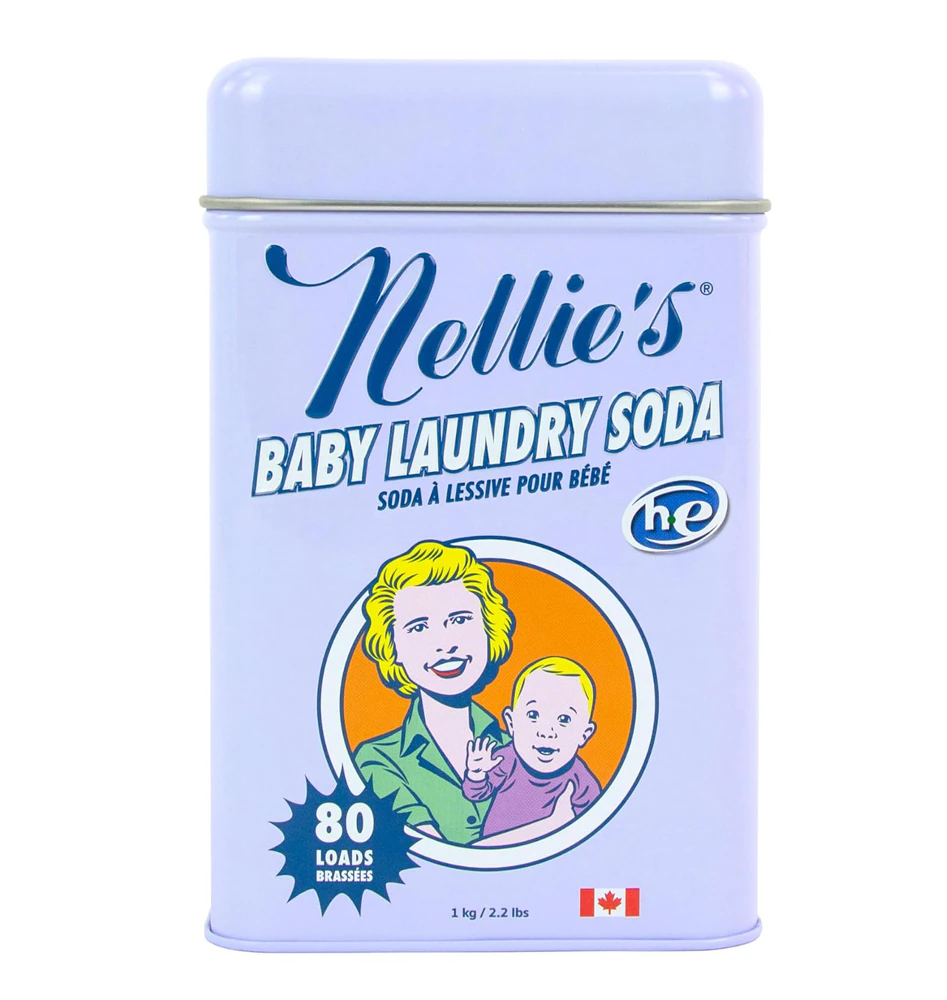 Nellie's Baby Laundry Soda Powder Tin 80 Loads Fragrance Free -- 2.2 lbs