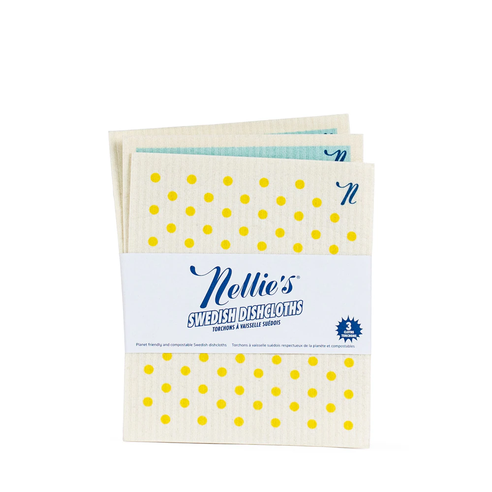 Nellie's Swedish Dishcloths Compostable Dots -- 3 Cloths