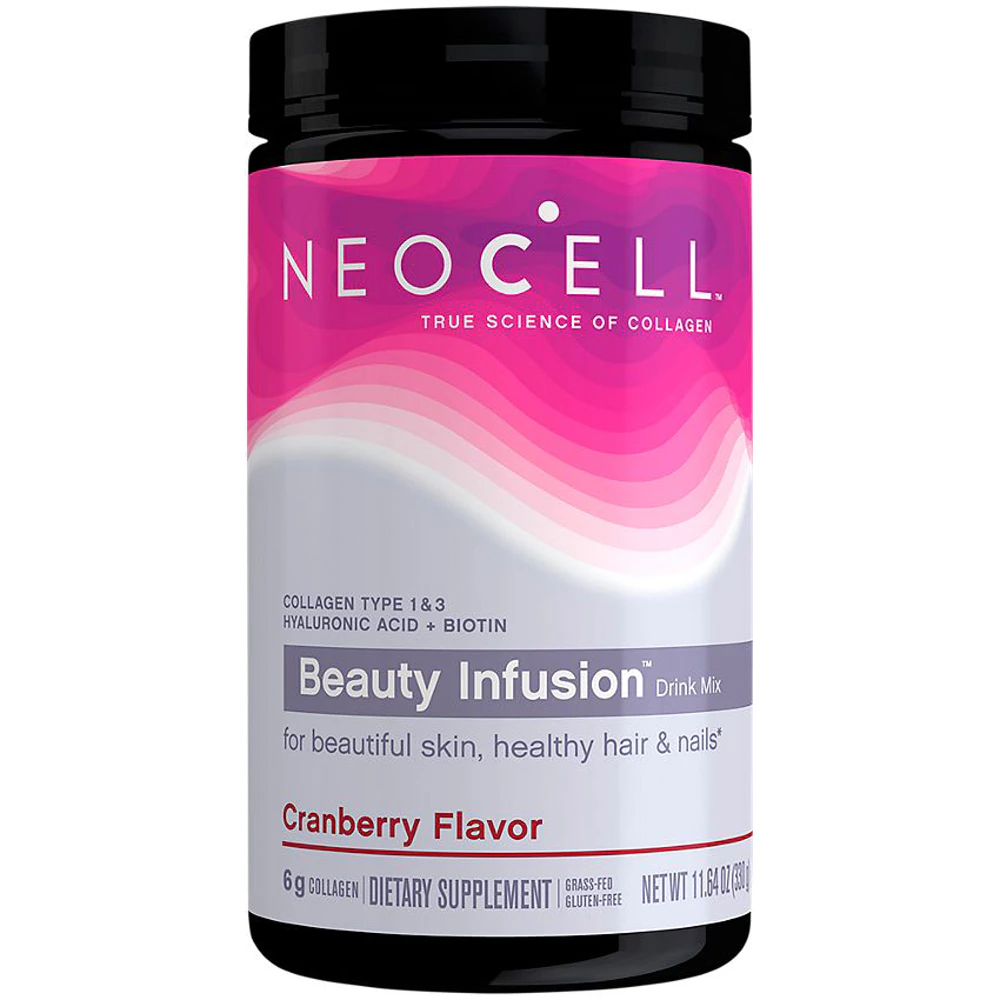 NeoCell Beauty Infusion Drink Mix - Collagen Types 1 & 3 Hyaluronic Acid + Biotin Cranberry Flavor -- 11.64 oz