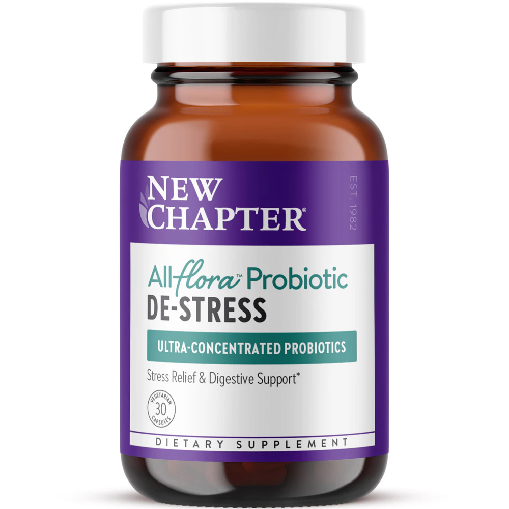 New Chapter All-Flora Probiotic De-Stress with Clinical-Strength Ashwagandha -- 30 Vegetarian Capsules
