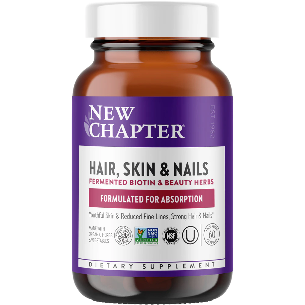 New Chapter Hair Skin & Nails - Fermented Biotin & Beauty Herbs -- 60 Vegan Capsules