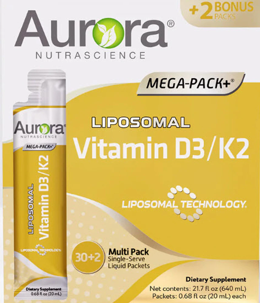 Aurora NutraScience Vitamin D3/K2 - 30 Pack -- 30 Liquid Packets
