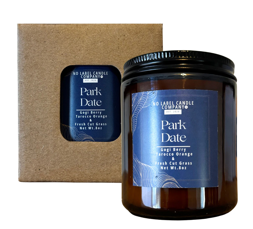 No Label Candle Co Soy Candle Park Date Gogi Berry Taroco Orange & Fresh Cut Grass -- 8 oz