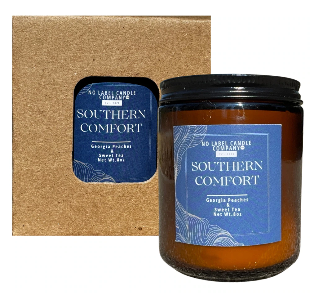No Label Candle Co Soy Candle Southern Comfort Georgia Peaches & Sweet Tea -- 8 oz