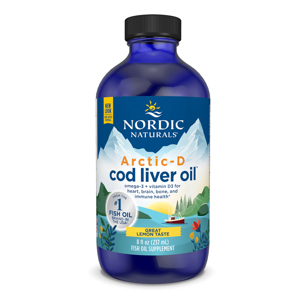 Nordic Naturals Arctic-D Cod Liver Oil Fish Oil and Vitamin D Lemon -- 8 fl oz