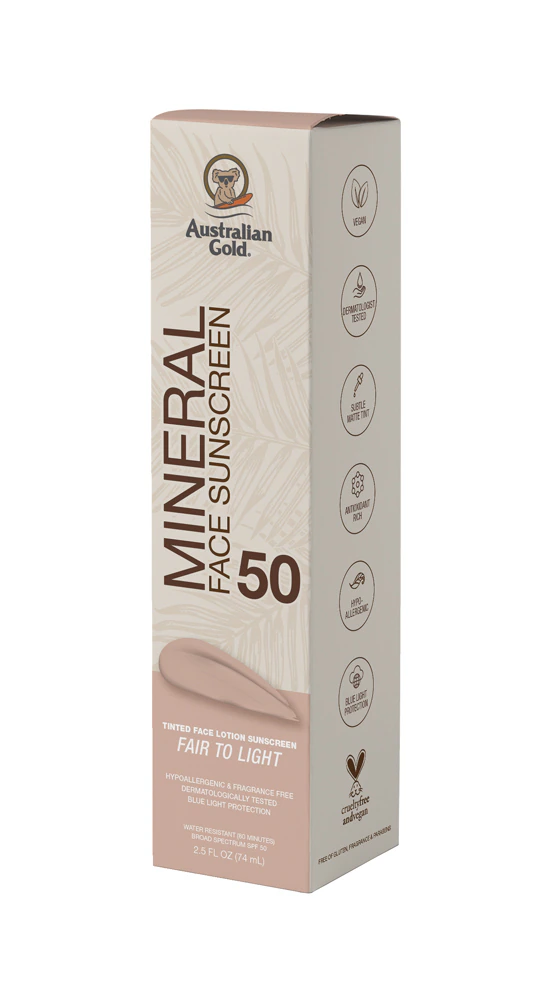 Australian Gold Mineral Tinted Face Lotion Sunscreen SPF 50 - Fair to Light -- 2.5 fl oz