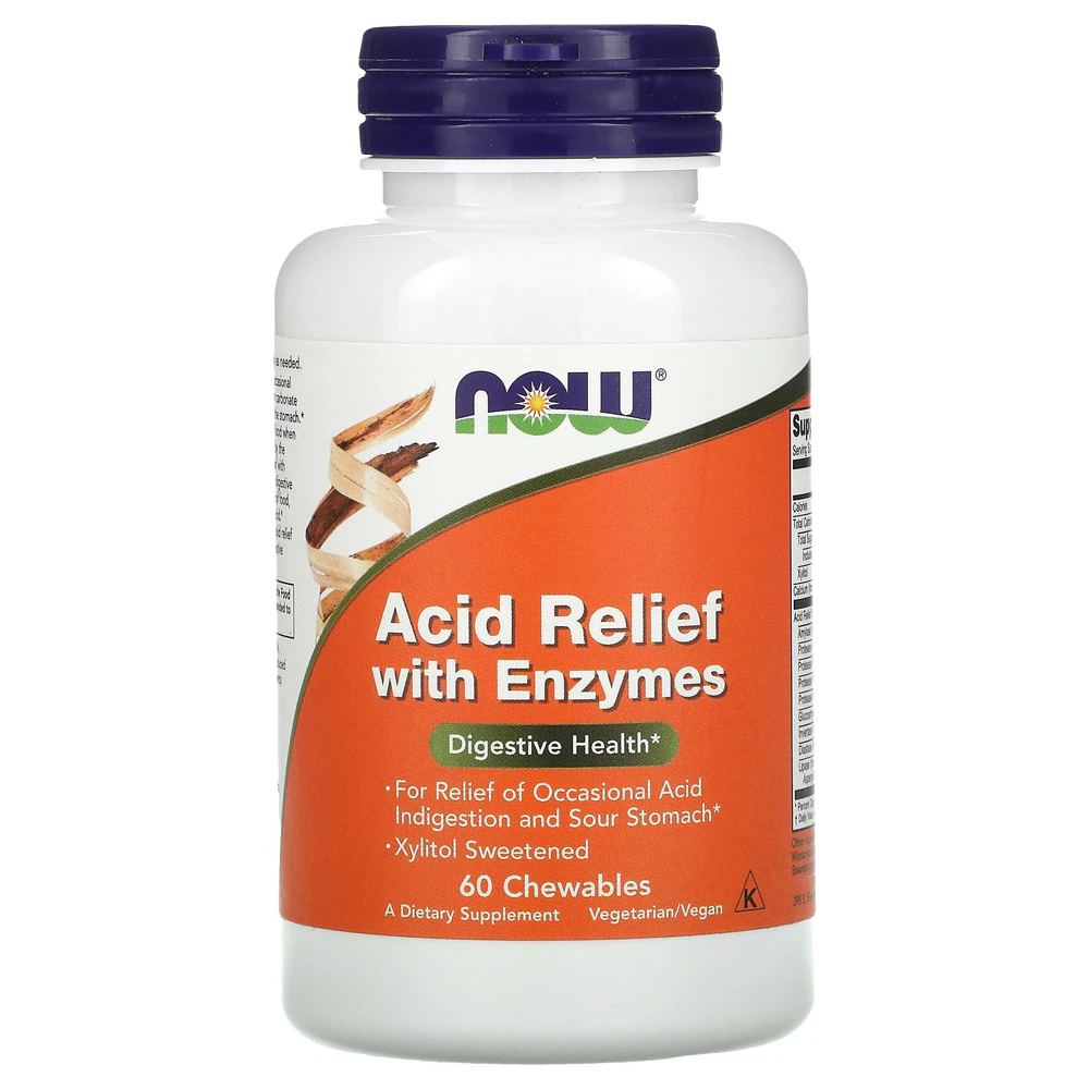NOW Acid Relief with Enzymes -- 60 Chewables