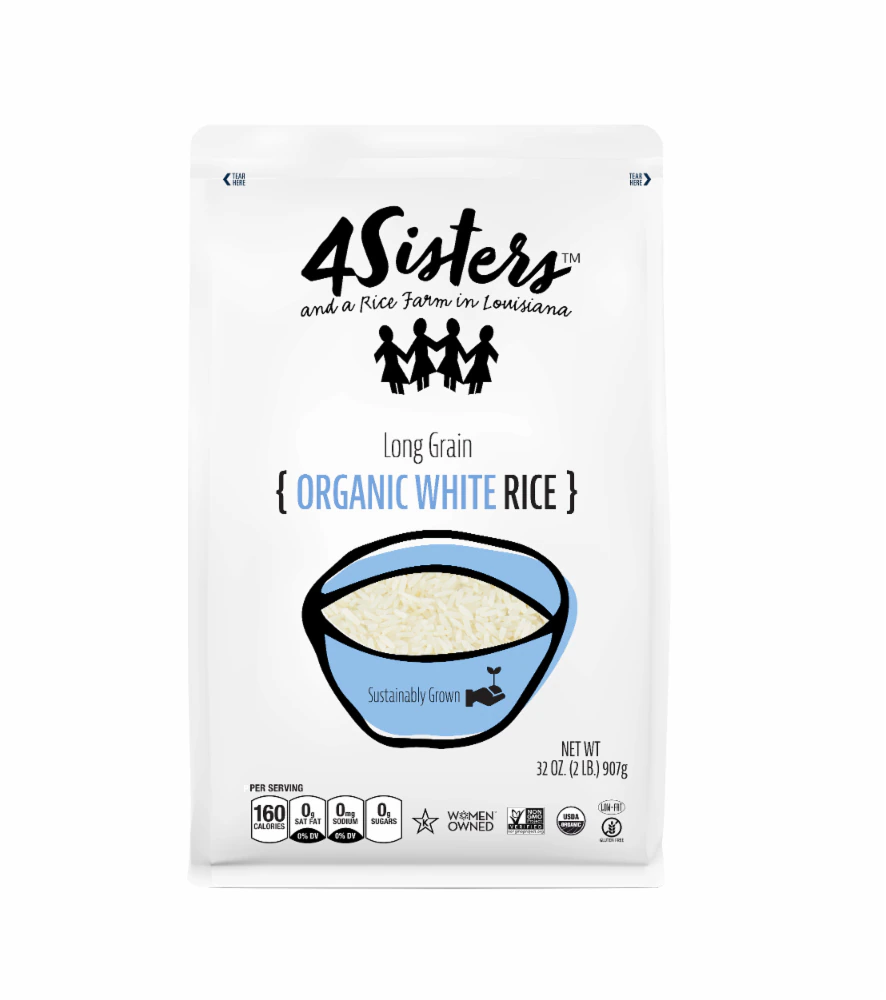 4Sisters Non-GMO Long Grain Organic White Rice -- 2 lbs