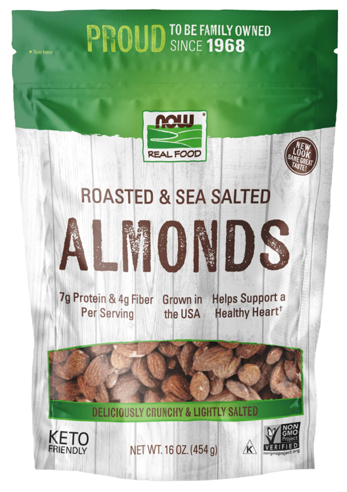 NOW Foods Almonds Roasted & Sea Salted -- 16 oz