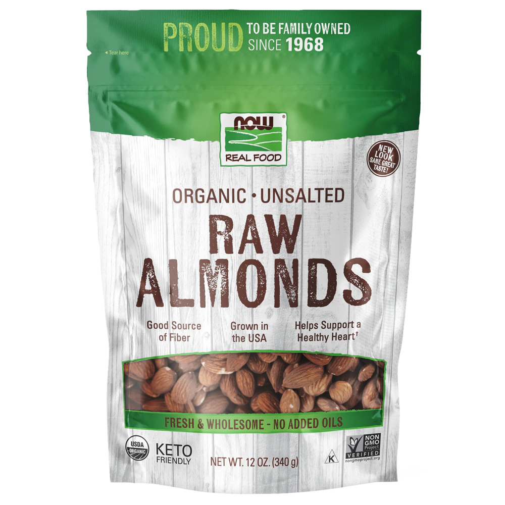 NOW Foods Organic Shelled Almonds Raw Unsalted -- 12 oz