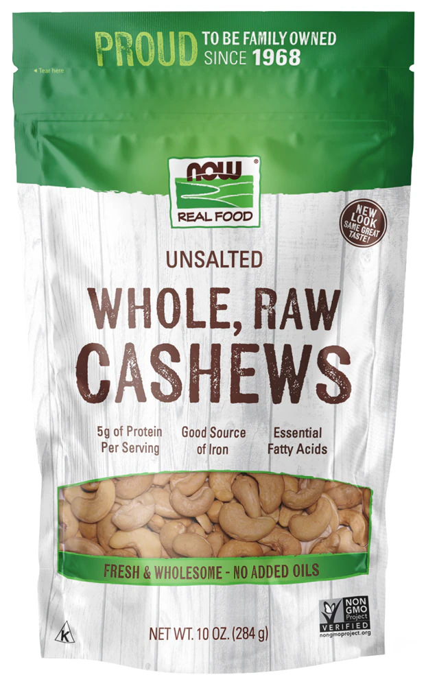 NOW Foods Whole Raw Cashews Unsalted -- 10 oz