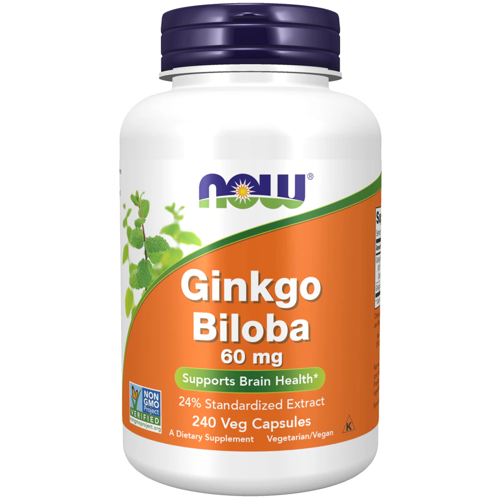 NOW Ginkgo Biloba -- 60 mg - 240 Veg Capsules